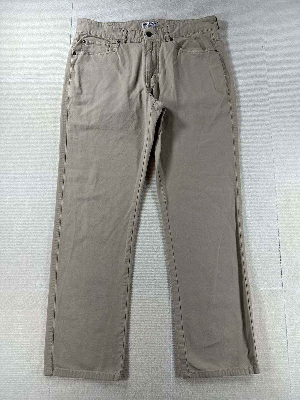 Peter Millar Crown Vintage Canvas Pants Tan  Stretch Golf Chino Performance 34